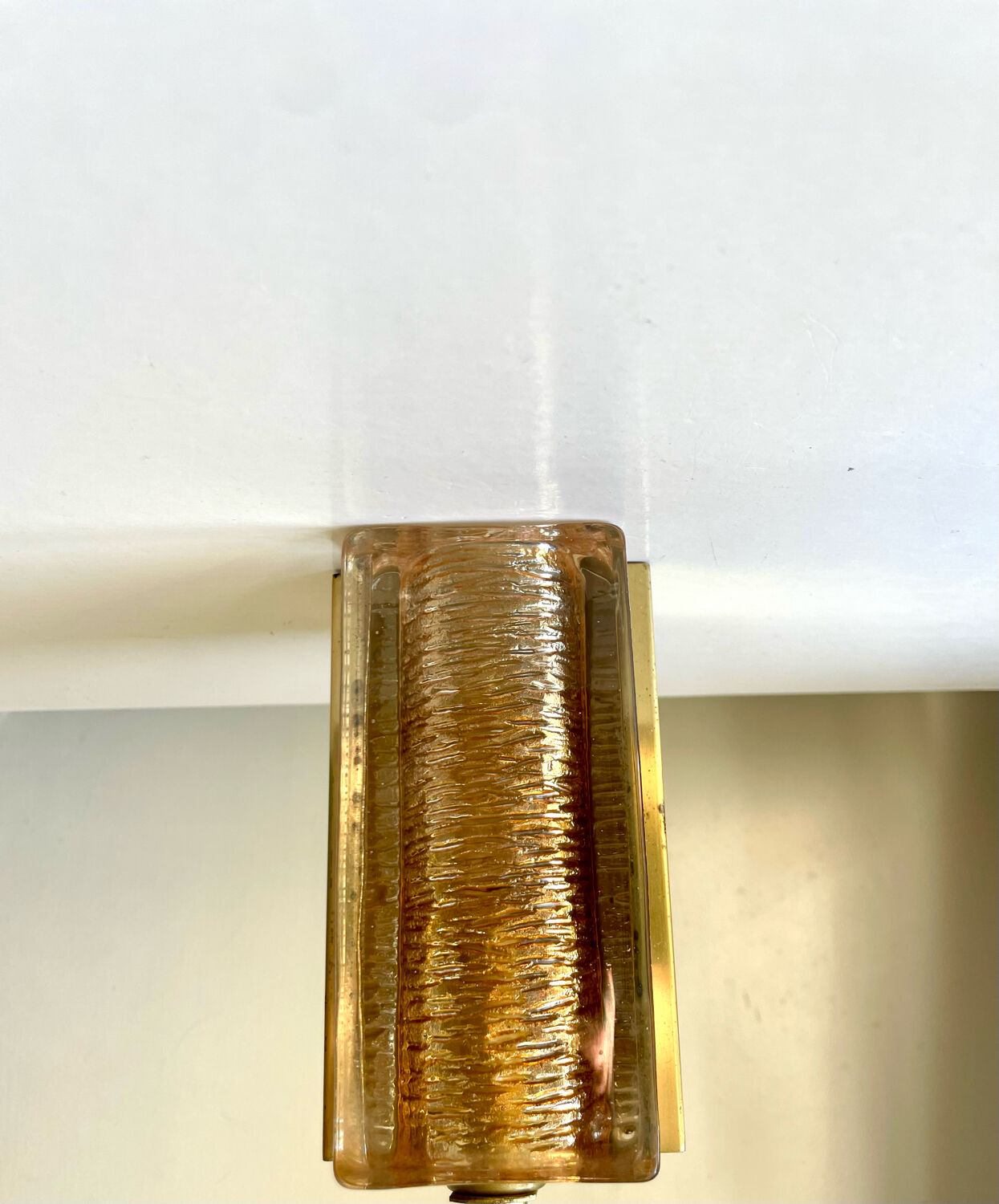 Scandinavian midcentury wall light in crystal and brass