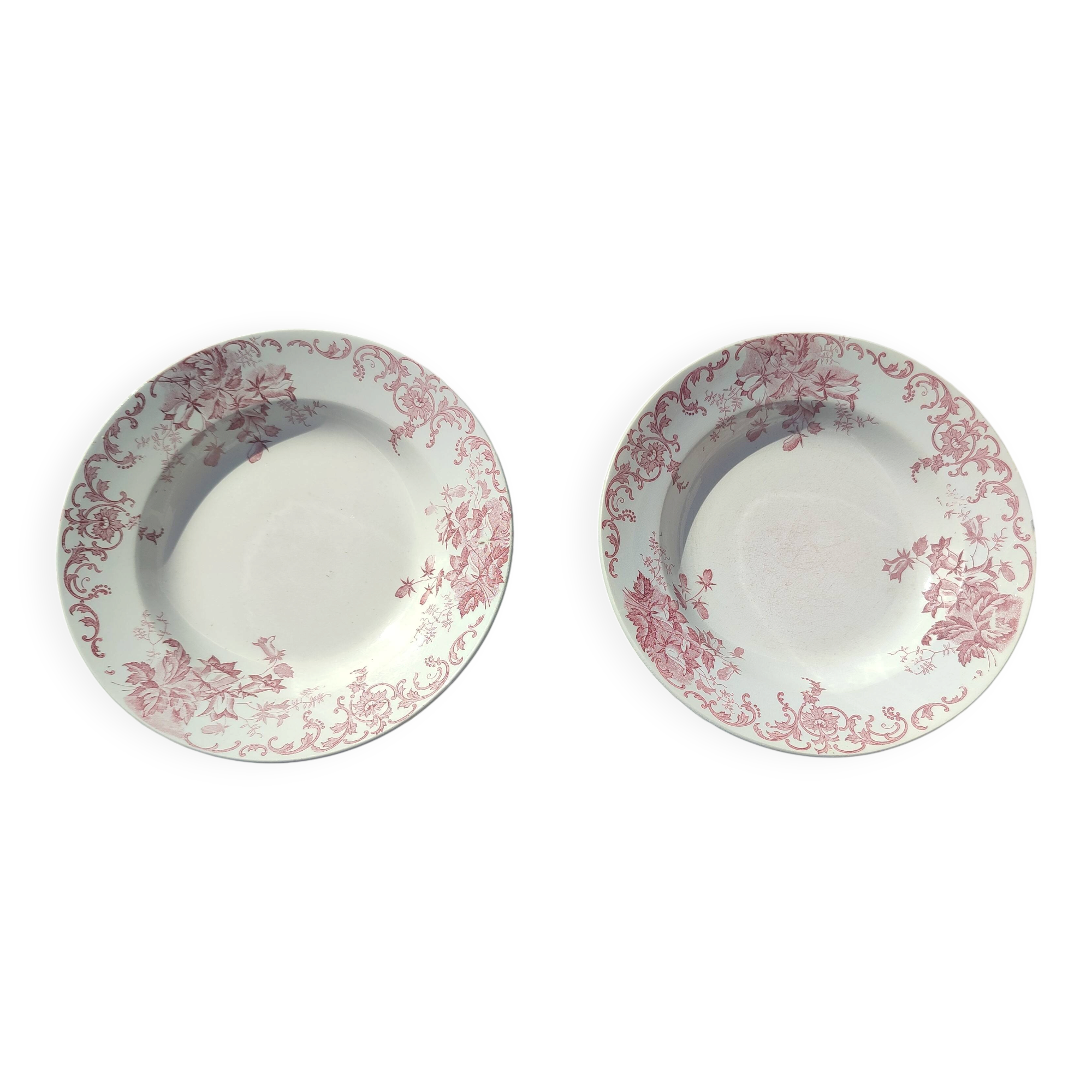 Set of two deep plates Terre de Fer Saint-Amand & Hamage model Campanule