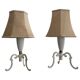 Paire de lampes de chevet du milieu du siècle en laiton et abat-jour en tissu, années 1960, Allemagne
