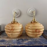 Pair of Art Deco globe wall lights
