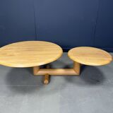 Table basse pivotante à deux niveaux en bois par Roche Bobois, années 1980
