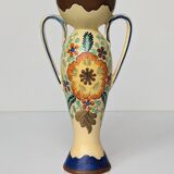Amphora Vase Ceramic Gouda Holland - Rubens hand painted flower motif - Model 1035