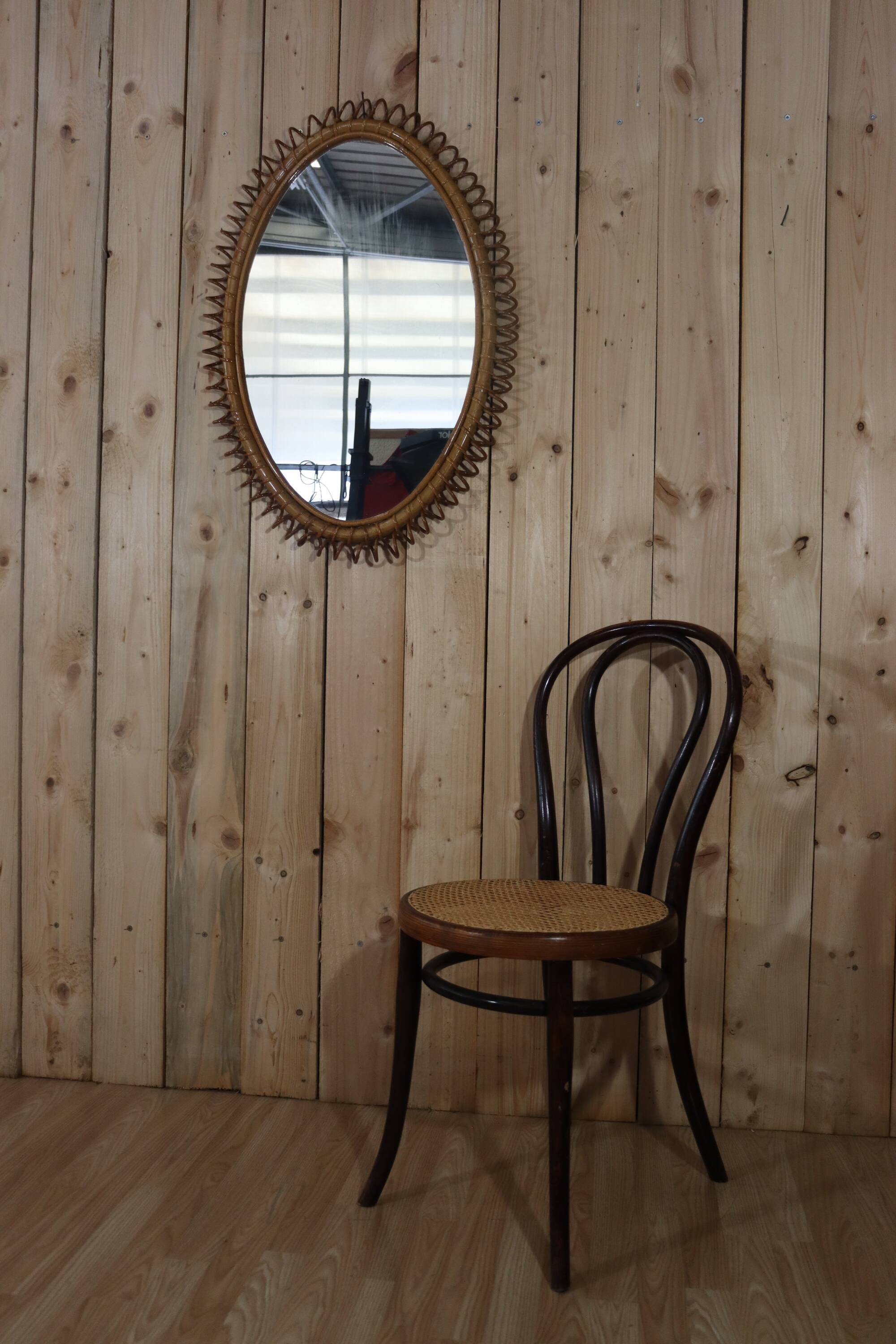 Italian rattan mirror 60's