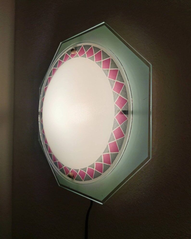 Vintage glass ceiling lamp 80s