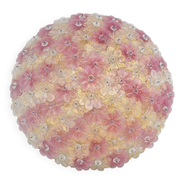 Amazing Pink and Gold Large Size Murano Ceiling Light Flower by Seguso
