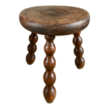 Low wooden stool turned solid 70s