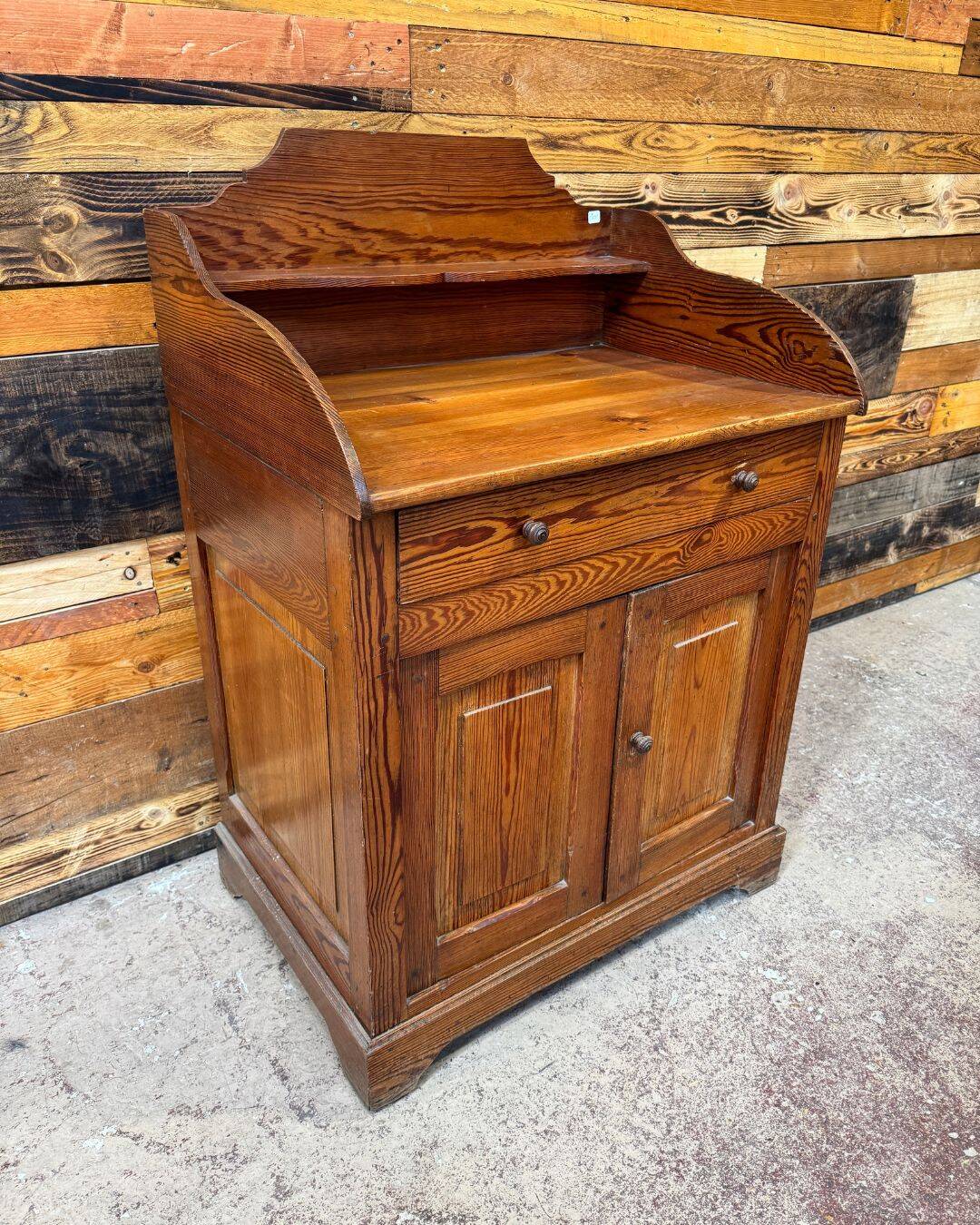 Small kitchen cabinet in pitch pine.