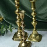 Set of three vintage brass candlesticks