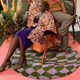 Round carpet purple tiles Diam 150cm