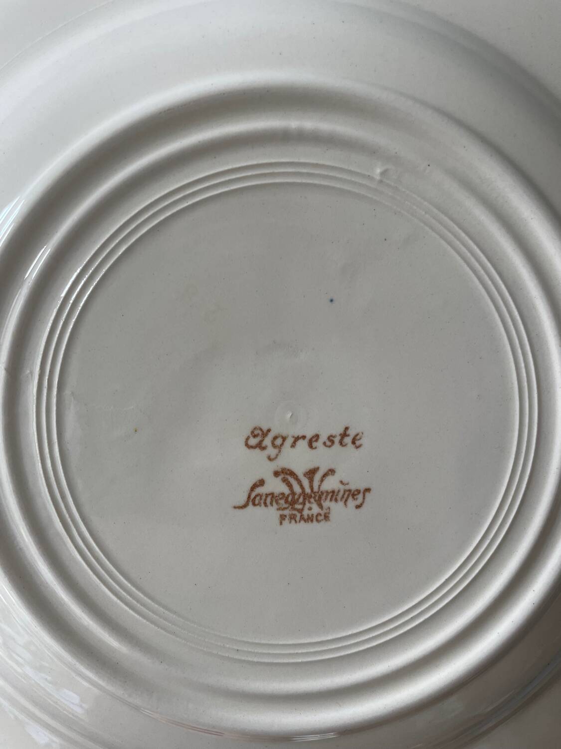 Series of 9 Sarreguemines France soup plates, Agreste collection