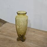 Large Art Deco yellow glass vase