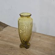 Large Art Deco yellow glass vase