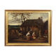 Peinture ancienne scène champêtre, huile sur toile, Europe du Nord '800