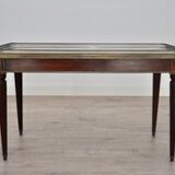 Antique Italian Carrara Marble, Mahogany, and Brass Coffee Table