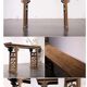 Chinese console in ancient elm, carved openwork legs and top g