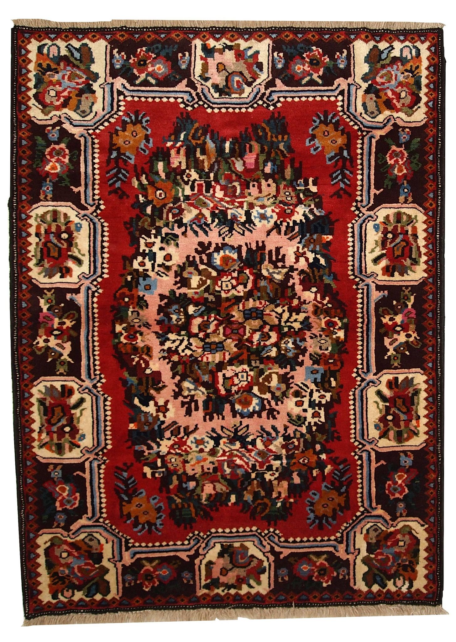 Tapis vintage fait main Bakhtiari persan 114cm x 152cm (1970s)