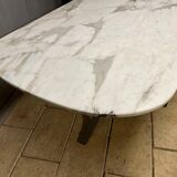 oval - rectangular marble and metal design table