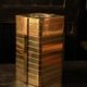 Italian gold-plated bottle cooler, architectural ribbed design.
