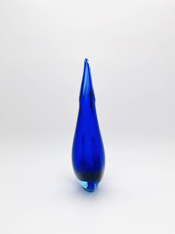 Grand Vase Murano Flavio Poli Sommerso Bleu Cobalt Turquoise 31.5cm