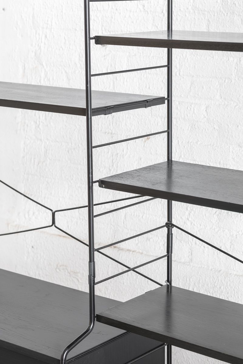 3-Bay shelving system in black by WHB, Germany, 1960’s
