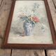 Aquarelle et cadre bois vernis 1900