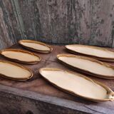 Set of 6 vintage English oval snack plates Active