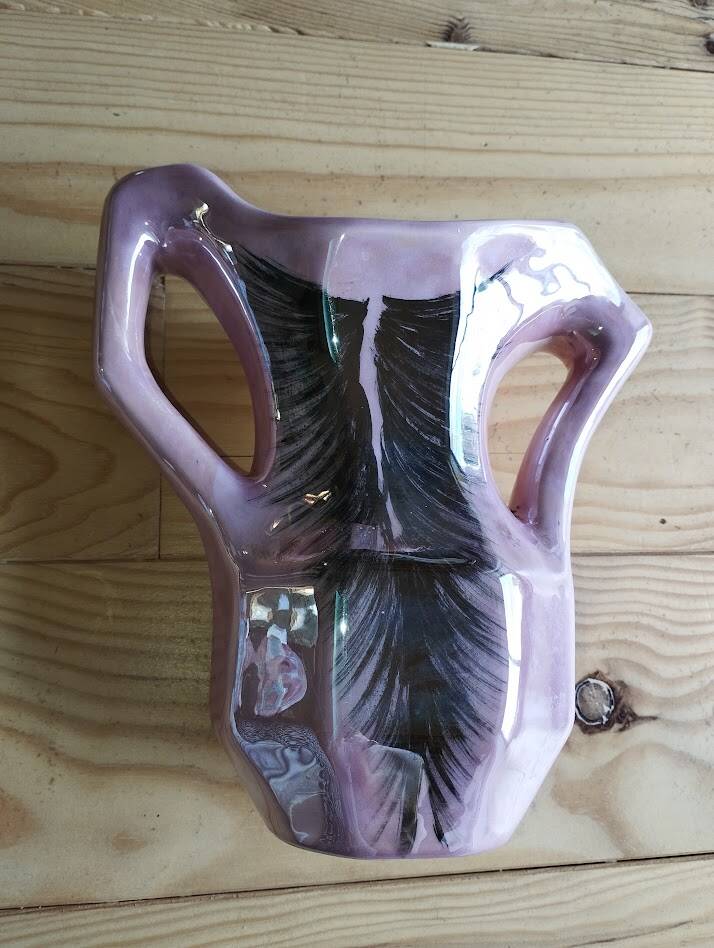 Vintage pearlescent vase, in the style of Vallauris, 1970s.