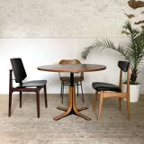 Table modulable ronde teck vintage  pied central