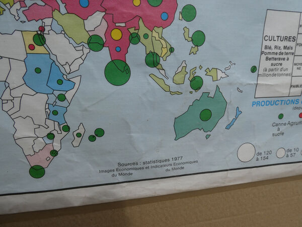 Carte scolaire vintage MDI Agriculture et pêche dans le monde