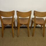 Set of 3 vintage wooden bistro chairs