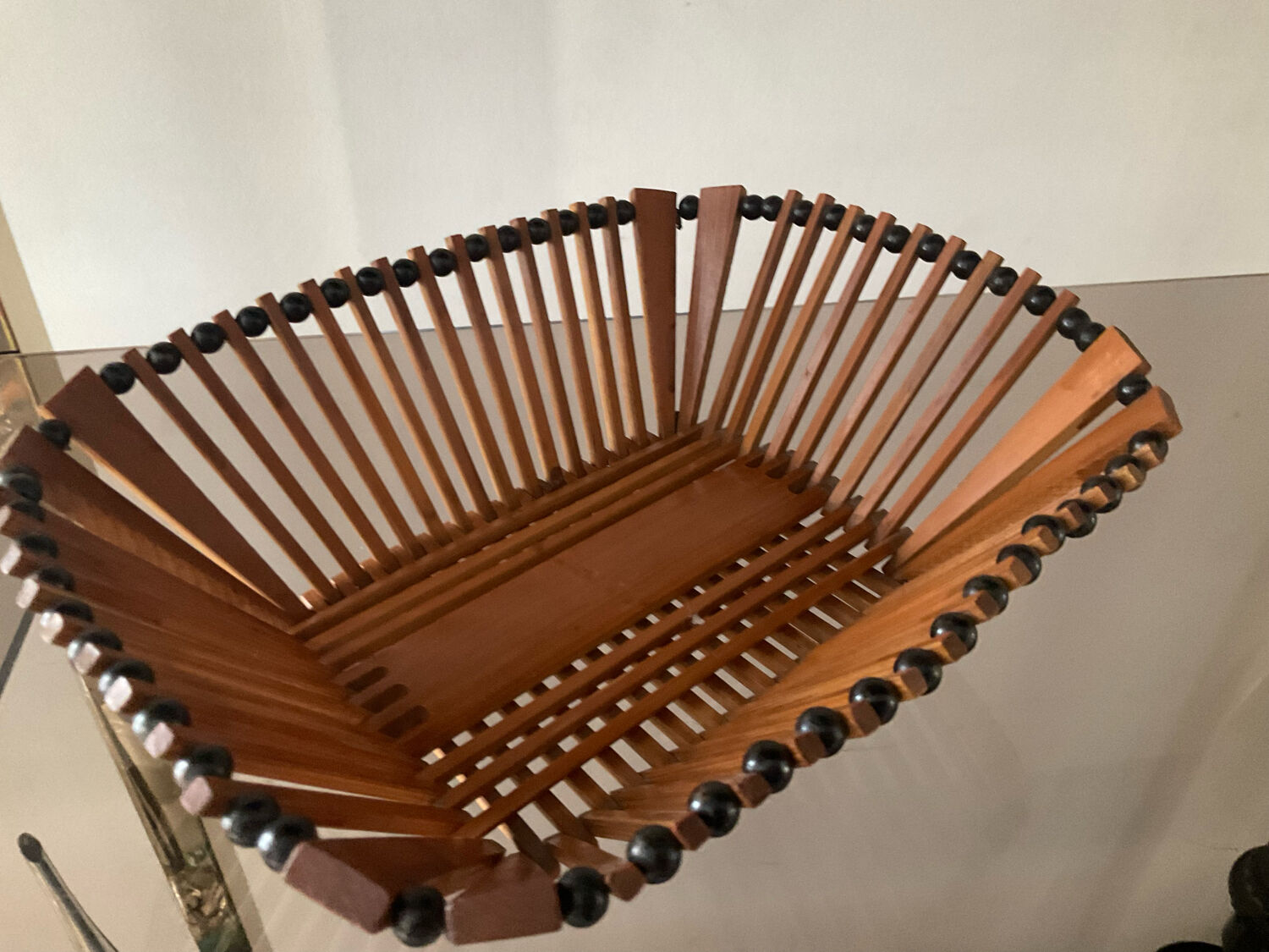 Duo of vintage wooden baskets