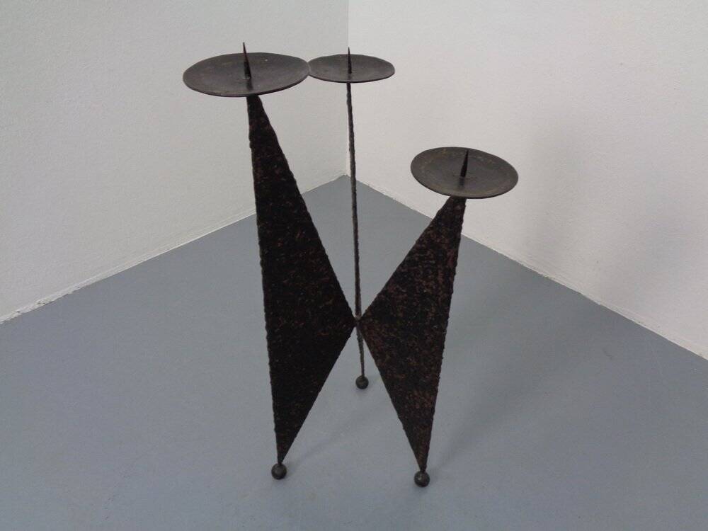 Brutalist German Iron Candleholder, 1960s