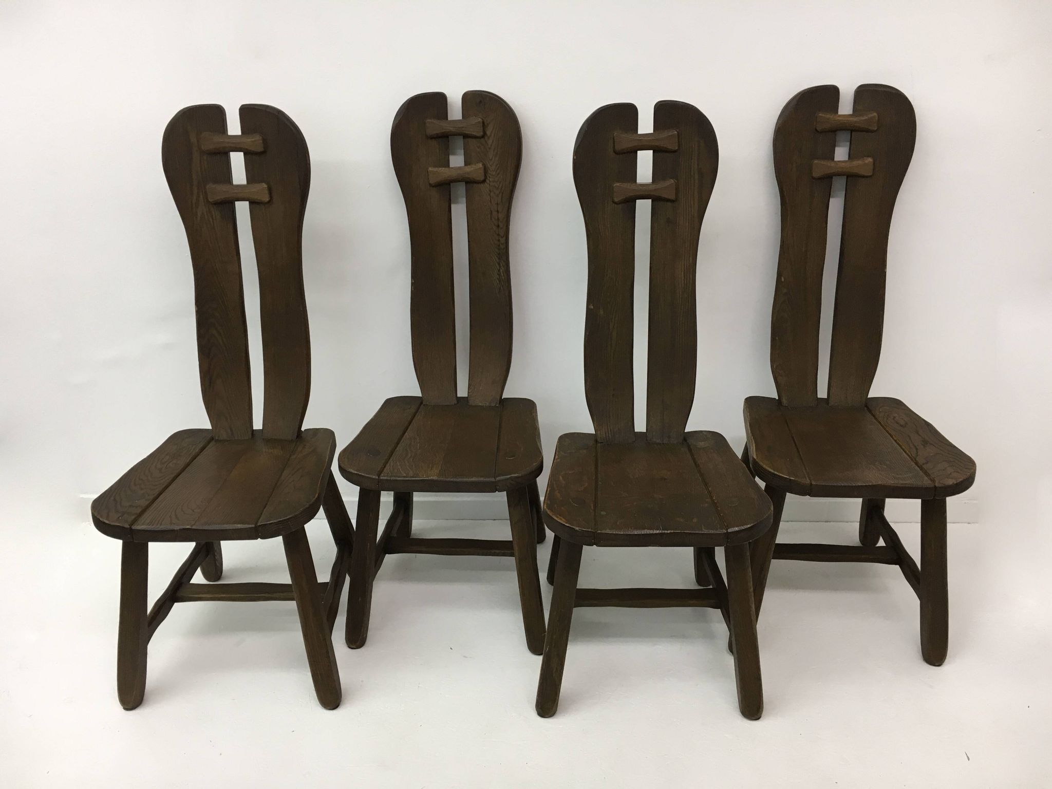 Set of 4 Belgian Brutalist Dining Chairs from De Puydt, 1970’s