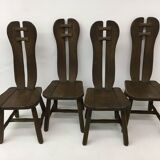 Set of 4 Belgian Brutalist Dining Chairs from De Puydt, 1970’s