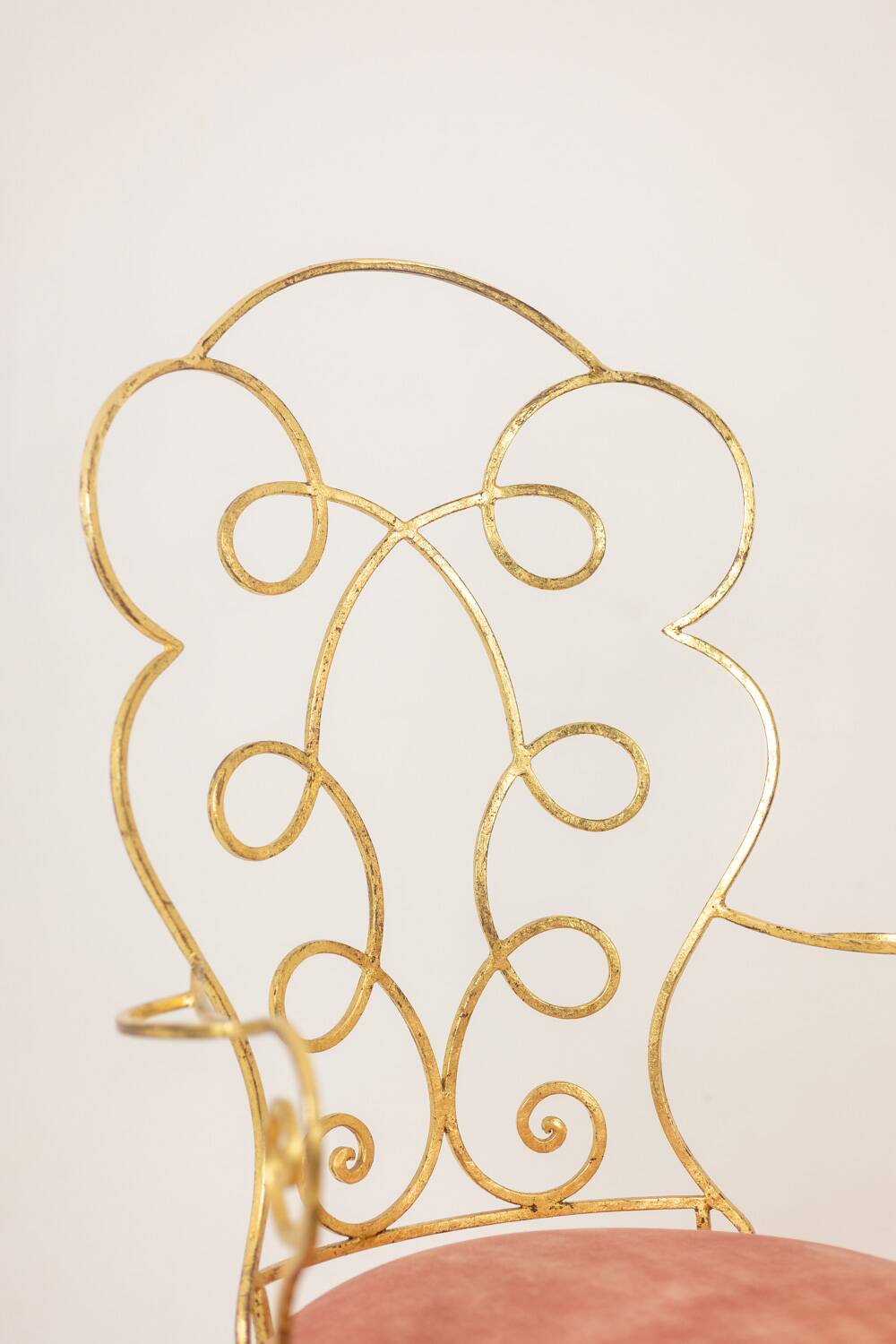 Pair of wrought iron and gilded armchairs, circa 1990