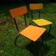 Pair of small yellow and orange child chair, vintage 80s