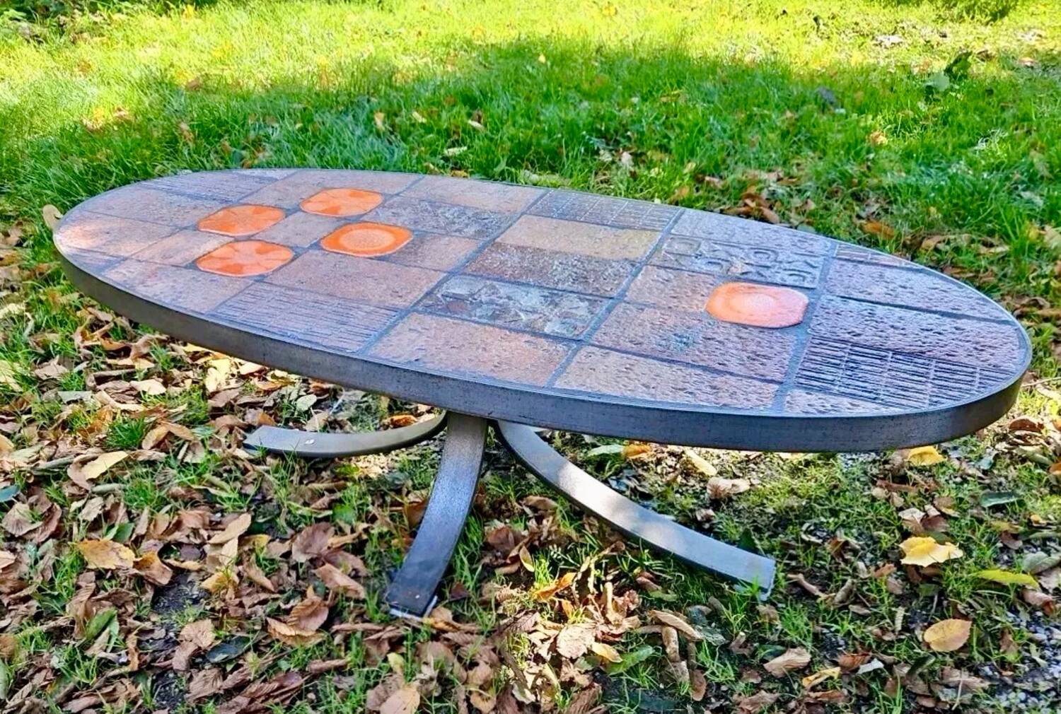 Jean Jaffeux ceramic coffee table vintage design 60-70-80