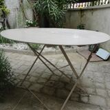 Table old round metal folding