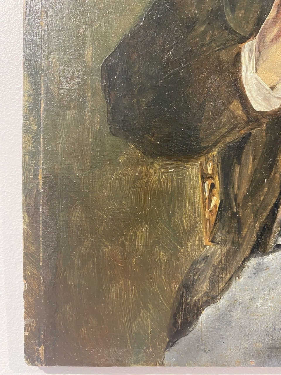 Old painting, portrait of a man with a pipe, signed and dated 57