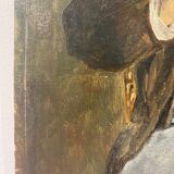 Old painting, portrait of a man with a pipe, signed and dated 57