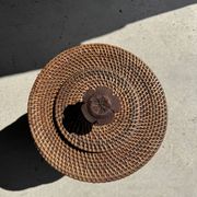 Large Indonesian wicker fishing basket with lid H65 D33