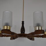 Mid-century wood chandelier  by Inva Litomerice,1970's