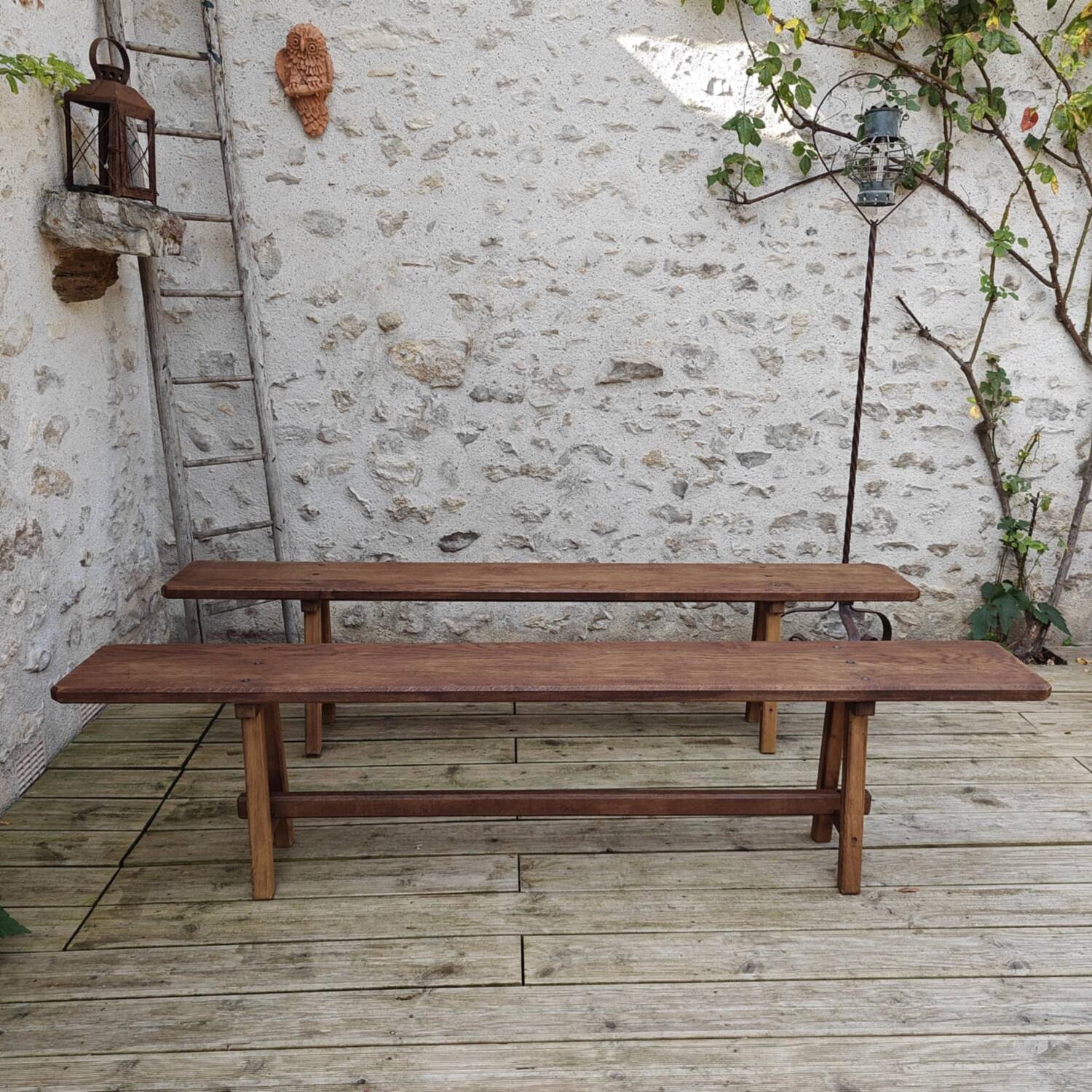 Pair of oak benches