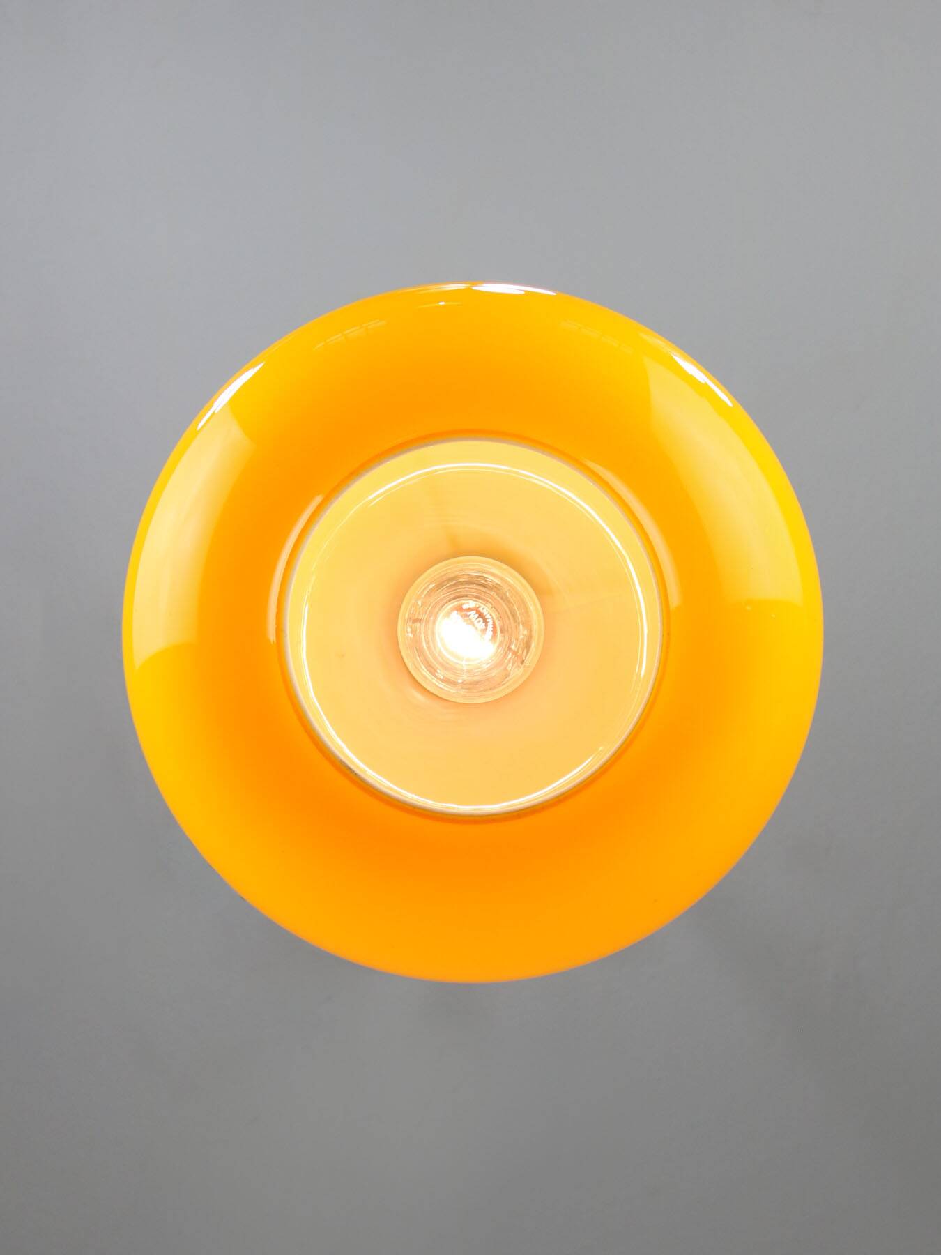 Mid-Century Italian Yellow Glass and Brass Pendant Lamp