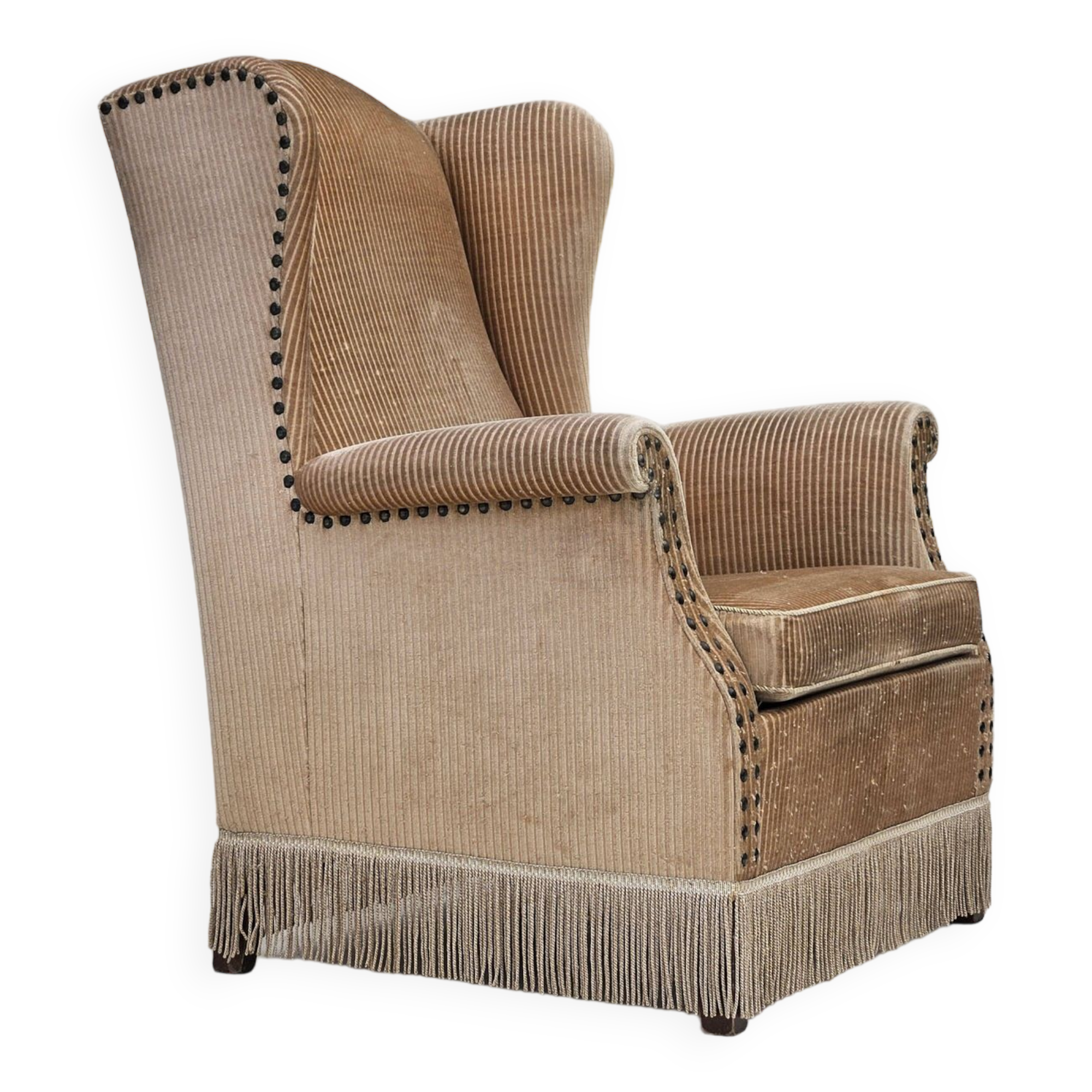 1970s, Danish design, armchair in corduroy, ash wood, original condition.