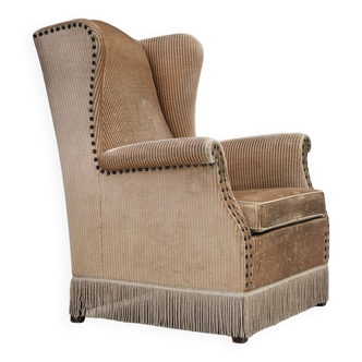 1970s, Danish design, armchair in corduroy, ash wood, original condition.