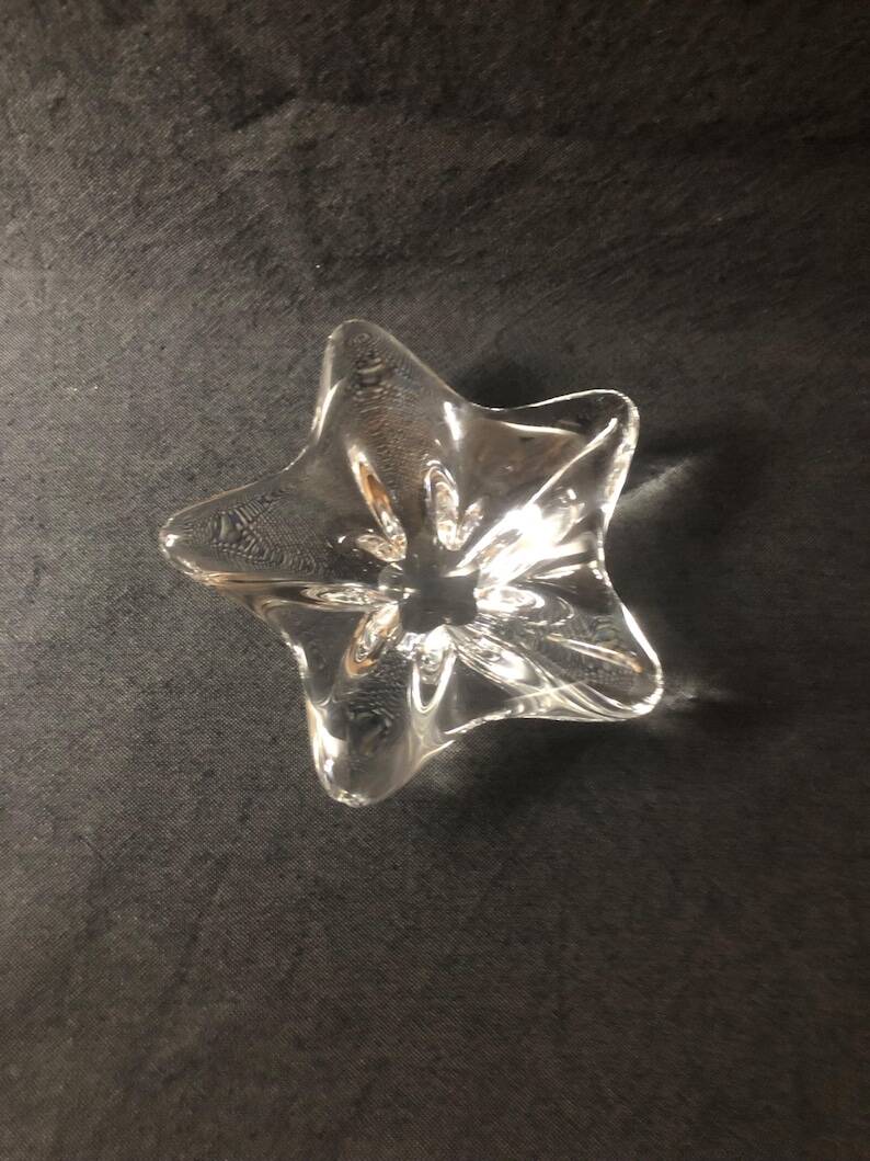 Vintage Baccarat Star Shape Crystal Trinket/Candy Dish: Mid-Century Modern