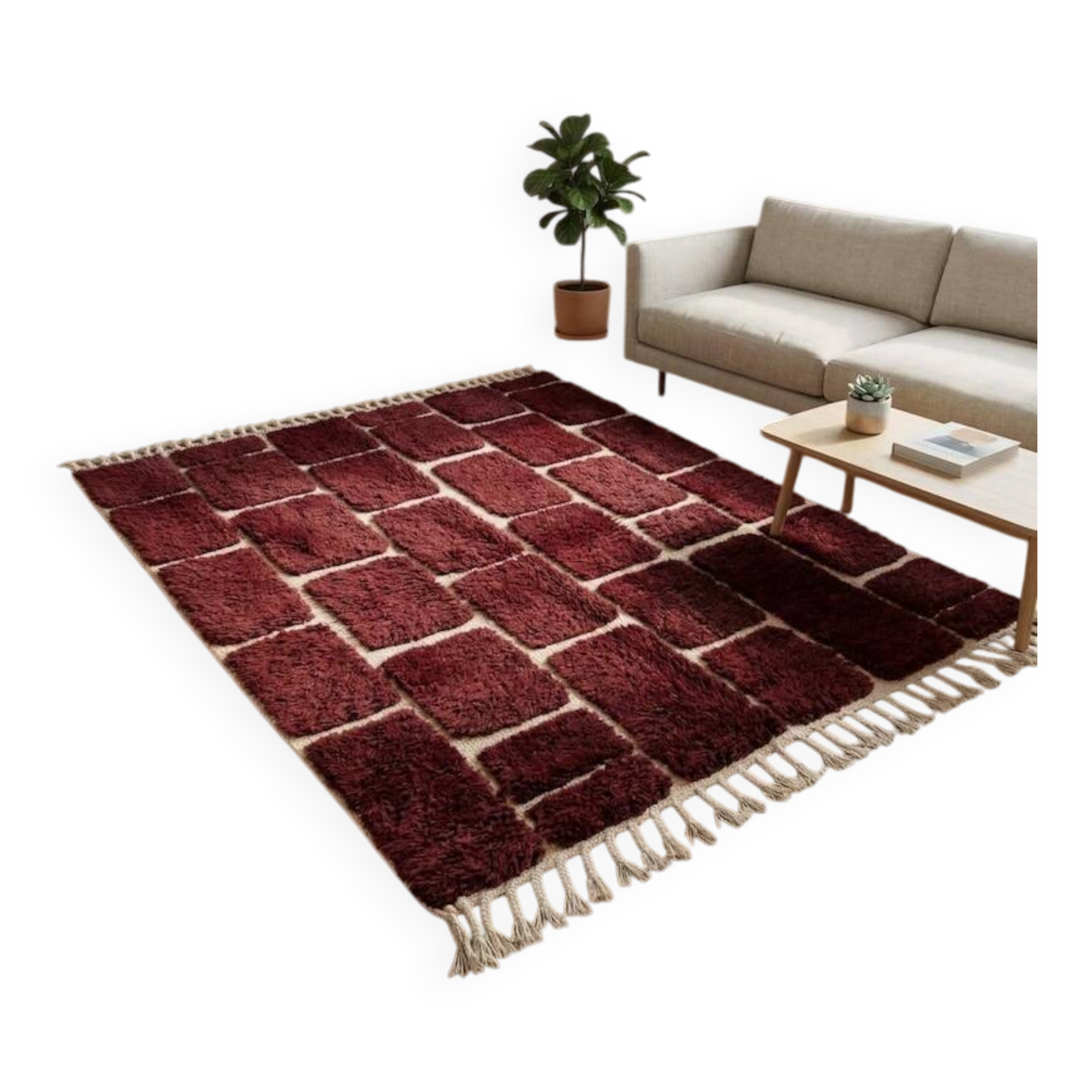Traditional handmade pure wool Berber rug size 150/250 cm