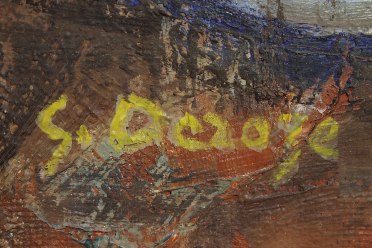Nature morte cubiste signée - Huile sur panneau
