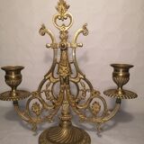 Pair of piano candlesticks in golden bronze 19th century